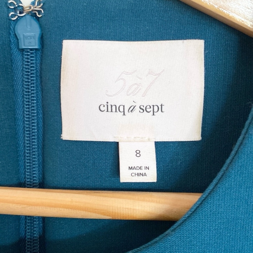Cinq a Sept Teal Sleeveless Sheath Mini Dress - Picture 8 of 11